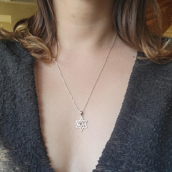 New Solid 925 Sterling Silver Star of David Necklace - Picture 3 of 11